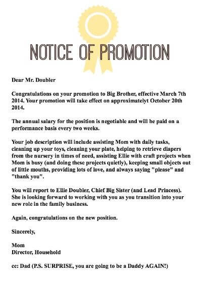 Letter of Promotion to Big Brother