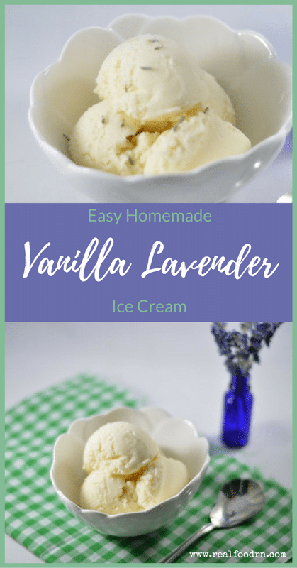Easy Homemade Vanilla Lavender Ice Cream Pinterest Image | Real Food RN
