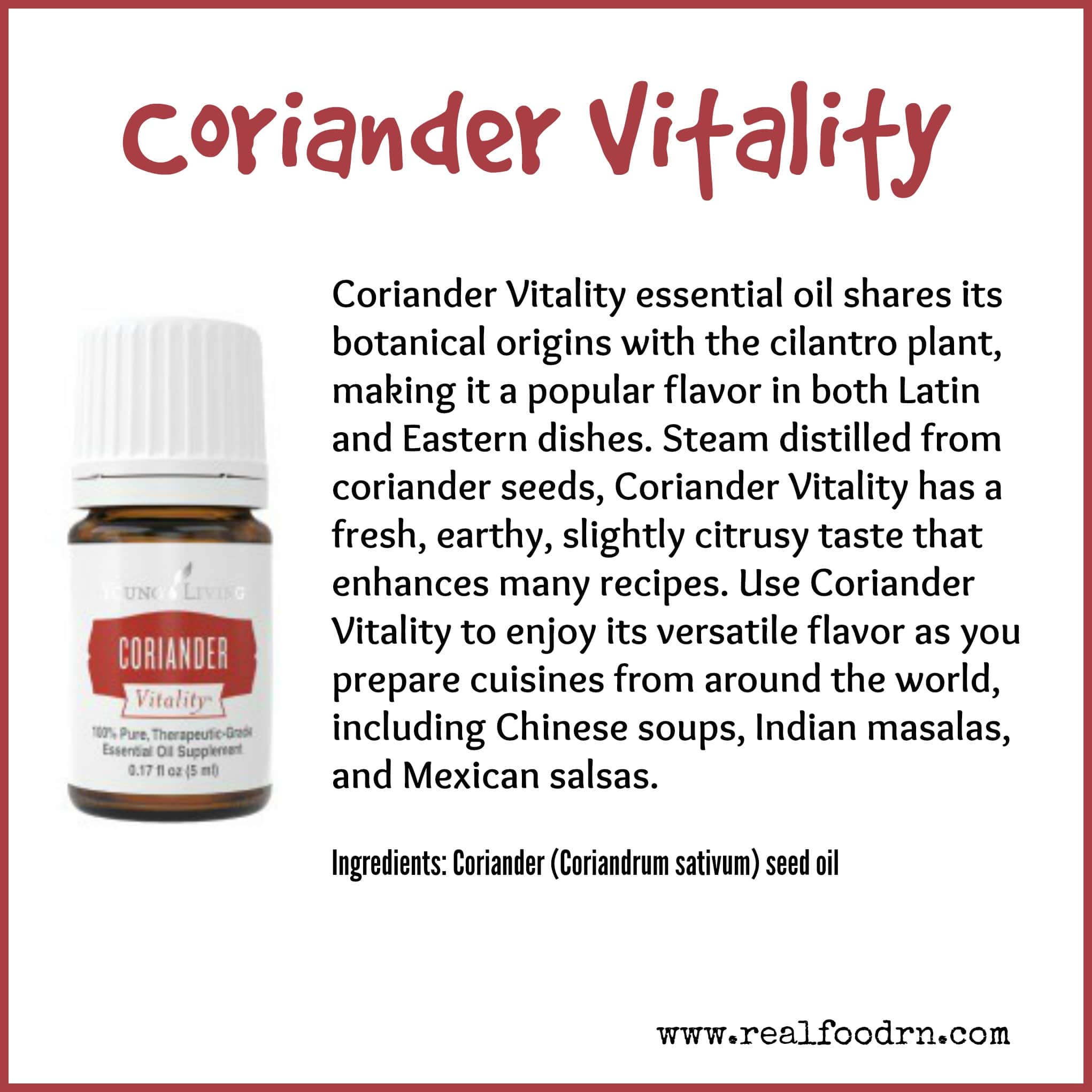 coriander vitality essential oil - real food rn