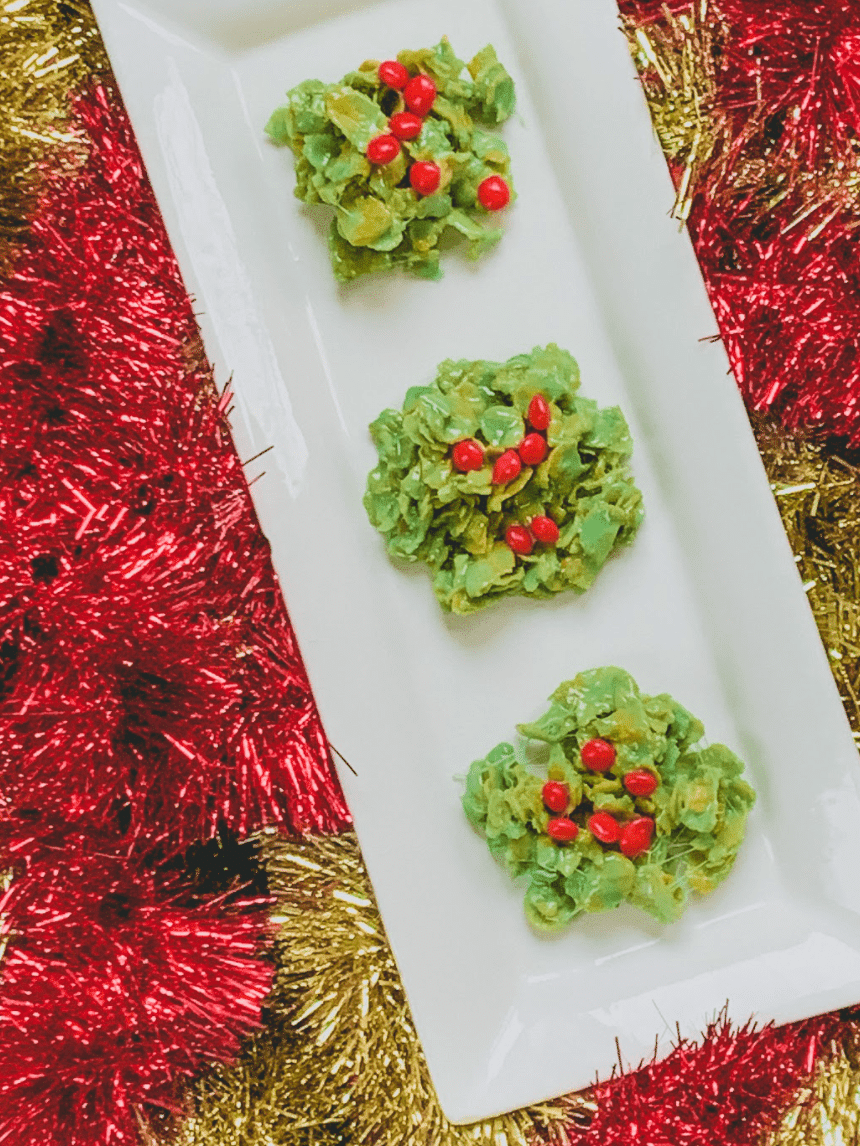Christmas Cornflake Wreath Cookies (Made Healthier) | Real Food RN