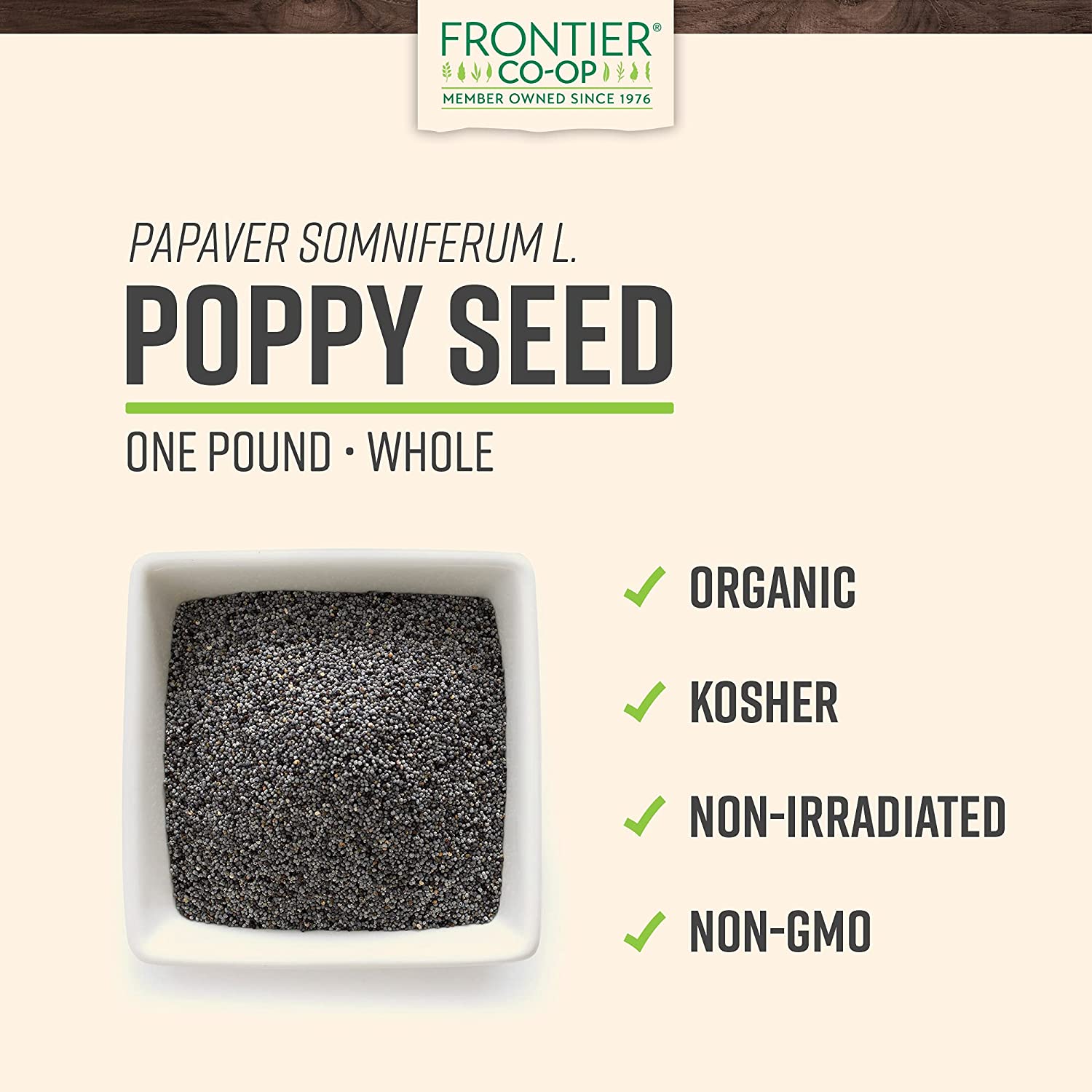 Poppy seeds, organic, 1 pound