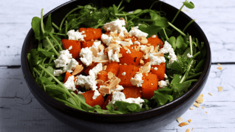 Hearty Vegetarian Roasted Squash, Feta & Almond Salad | Real Food RN
