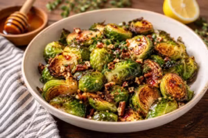 Healthy Hot Honey Glazed Brussels Sprouts